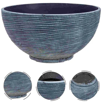 Flower Pots Lotus Lily Container Imitation Stone Water Outdoor Potted Plant Grey Bowl Planter Vintage Vase