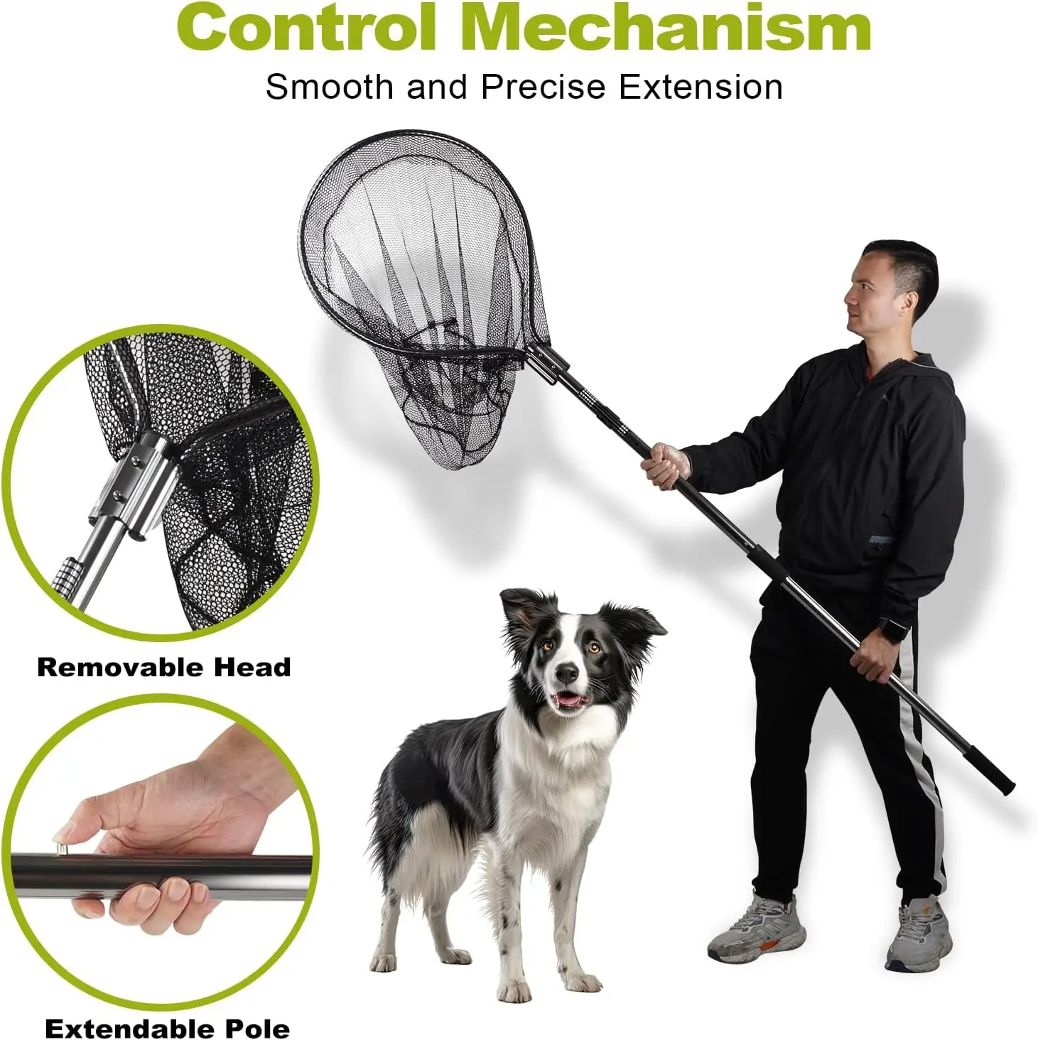 Catch Net Pole, Animal Catching Net, Wildlife Control Tool, Large Fish Landing Net for Chicken Raccoon Duck Goose Bird Skunk