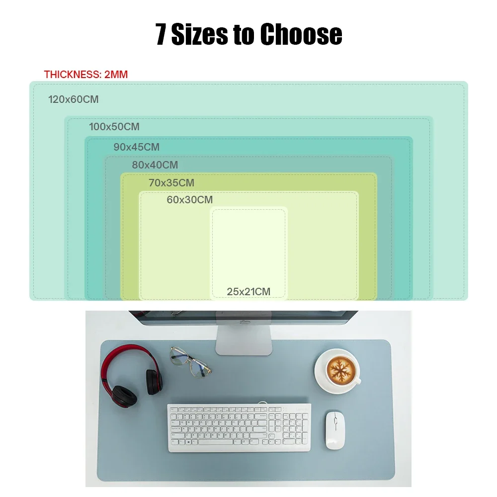 Oversized Waterproof PU Leather Desk Mat and Gaming Mousepad
