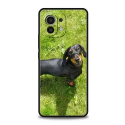 Cover per telefono morbido con silhouette di bassotto - Design animale carino