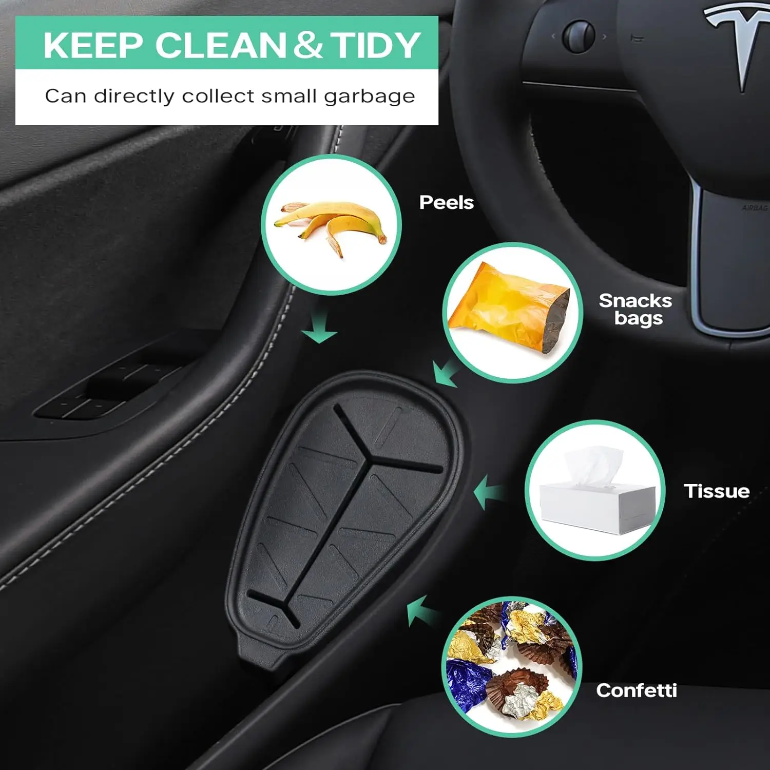 Trash Can For Tesla Model 3-Highland (Left Front Side Door) Garbage Can Bin Side Door Storage Box Organizer car trash can