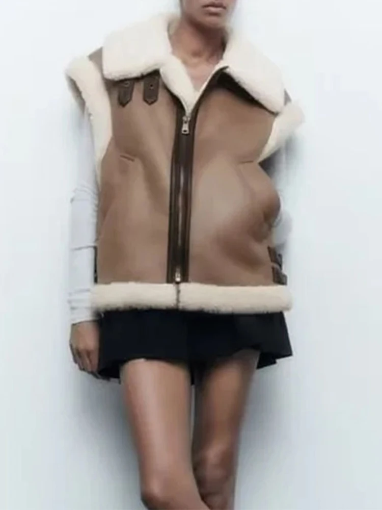 

Жилет, пальто, женские куртки без рукавов, Женская осенне-зимняя флисовая Толстая теплая безрукавка, винтажная модная комбинированная куртка без рукавов