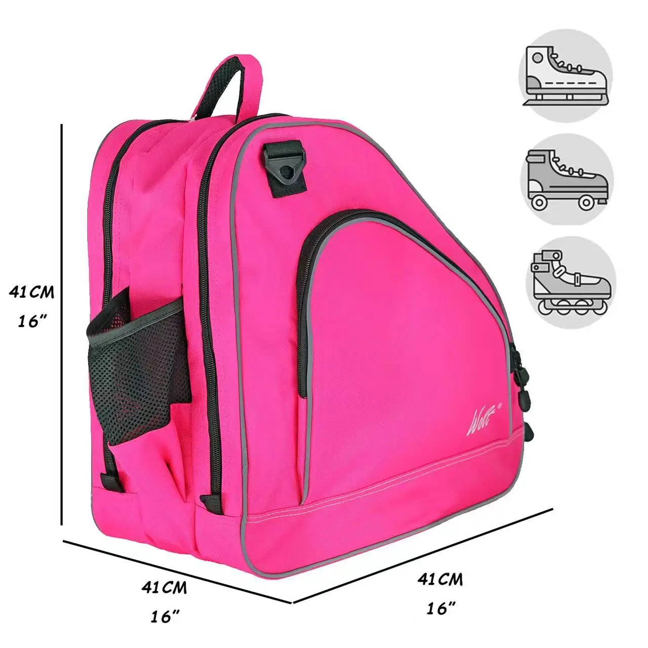 41*41*41cm 3 Layers Waterproof Roller Skates Carry Handbag Inline Skate Storage Bag for Adult Ice Skating Shoulder Backpack