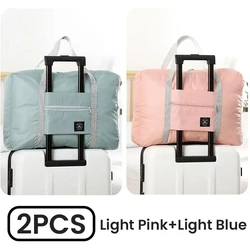 Versatile Foldable Travel Duffel Bag - Set of 2 (Light Blue and Pink)