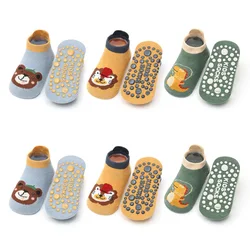 6 Pairs Cute Cartoon Animal Cotton Kids' Non-Slip Floor Socks - L 3-5Y 14-15cm (6Pairs Boys Color)