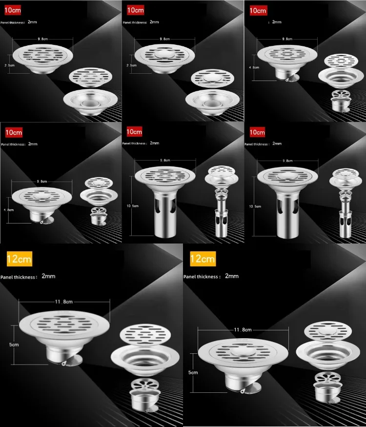 S8406b0a76f634eb2b9d4efd277af944cJ Stainless steel Floor Drains Shower Anti-odor Drainer Bathtub Ground Leakage Hair Catcher Kitchen Bathroom Hardware Accessories Mallzona