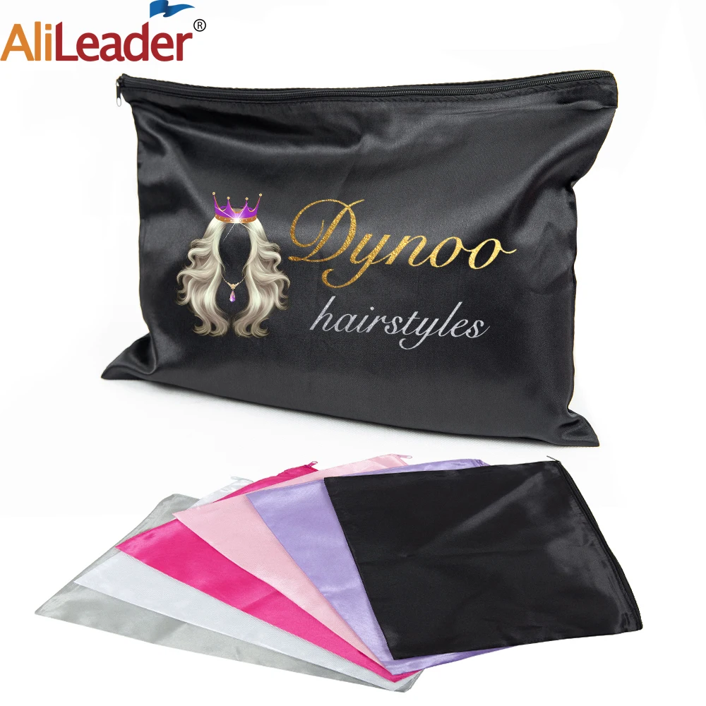 

Zipper Satin Bags For Packaging Hair Extensions, Bundles, Wigs Soft Silk Stain Bags For Hair Tools Storage Bags Home And Salon