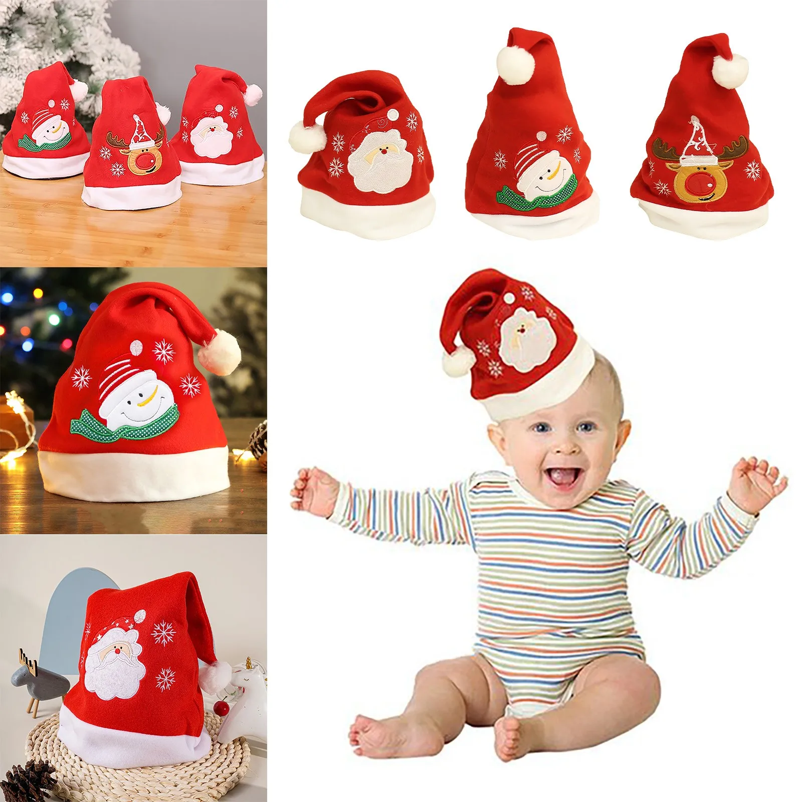 Christmas Gifts Old Man Adult Cap Machine Embroidered Snowflake Christmas Cap Tree Ornaments Navidad Xmas Decor