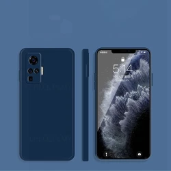 Square Liquid Silicone Soft Phone Case - Durable & Stylish Protective Cover for Vivo Y22S (Global) (Blue)