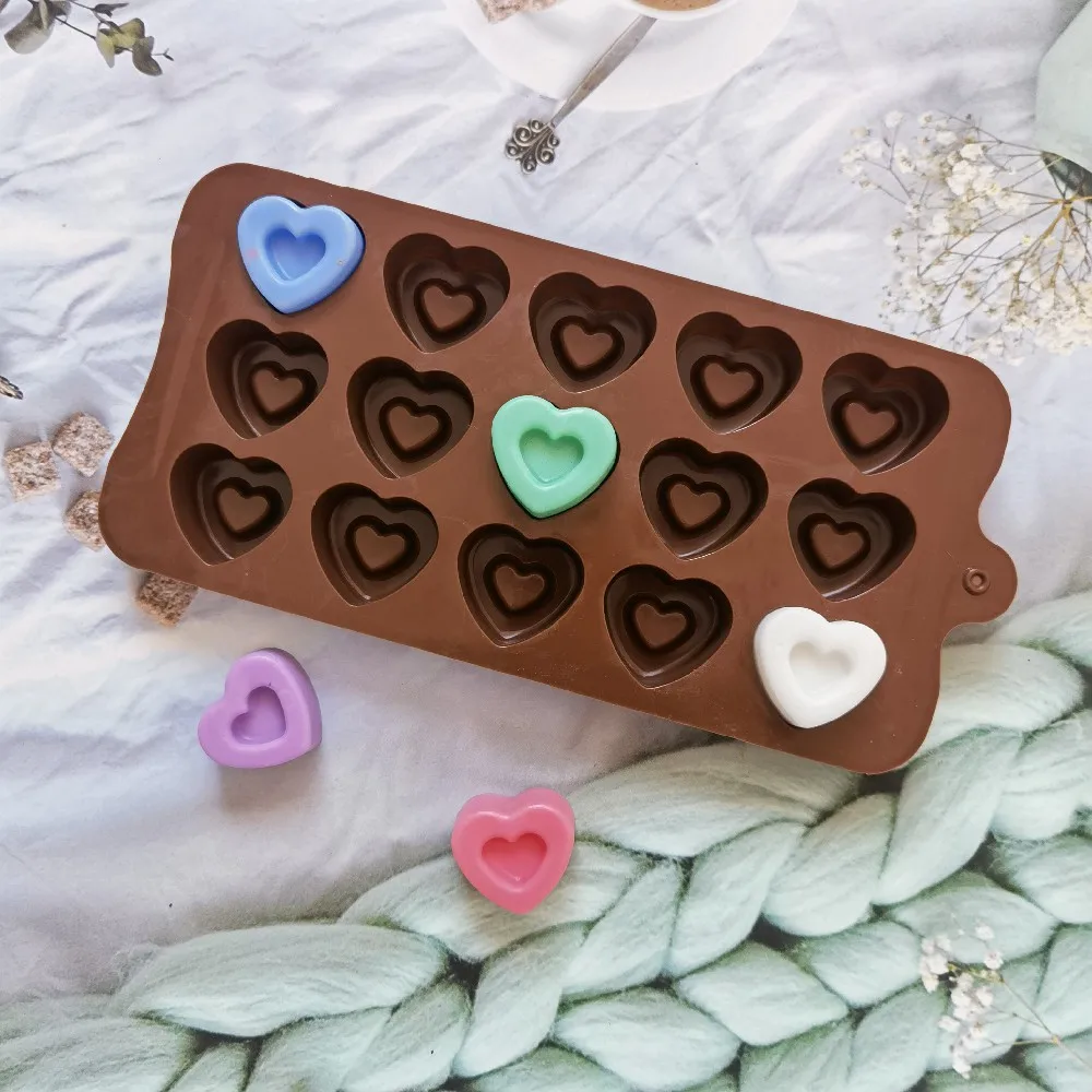 15 Cavity Dimpled Heart Shape Chocolate Mold Silicone Dimpled