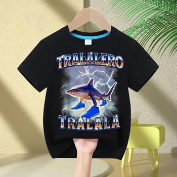 2025 Kids Clothes Funny Italian Brainrot T Shirt Cartoon Graphics Casual Vintage Boys Girls Short Sleeve Top Children's Clothing