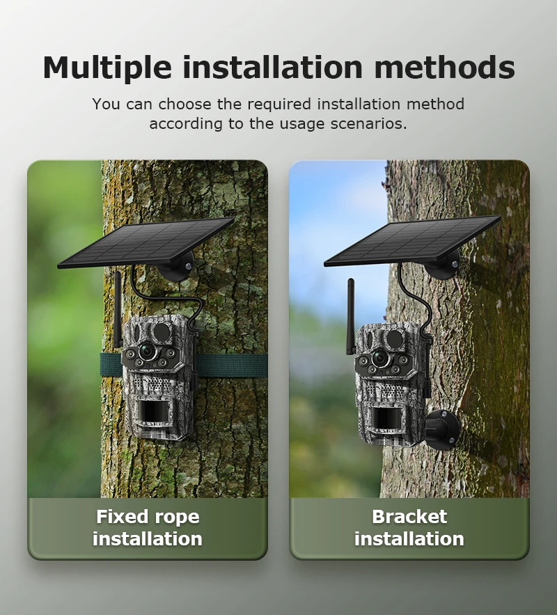 2K Outdoor 4G Solar Cellular Trail Camera Hunting Trail Camera 3-PIRs Motion Act