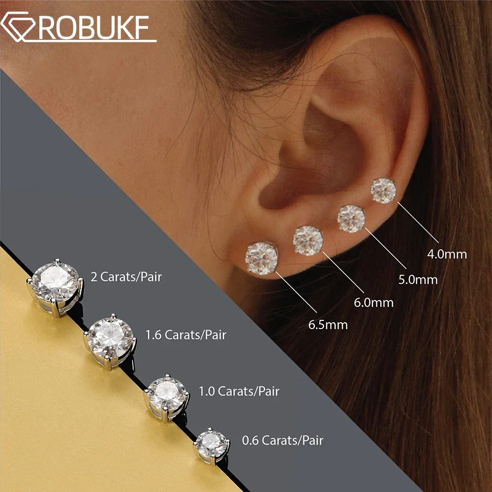 Diamond Earrins|gra Certified 0.3-2ct Moissanite Stud
