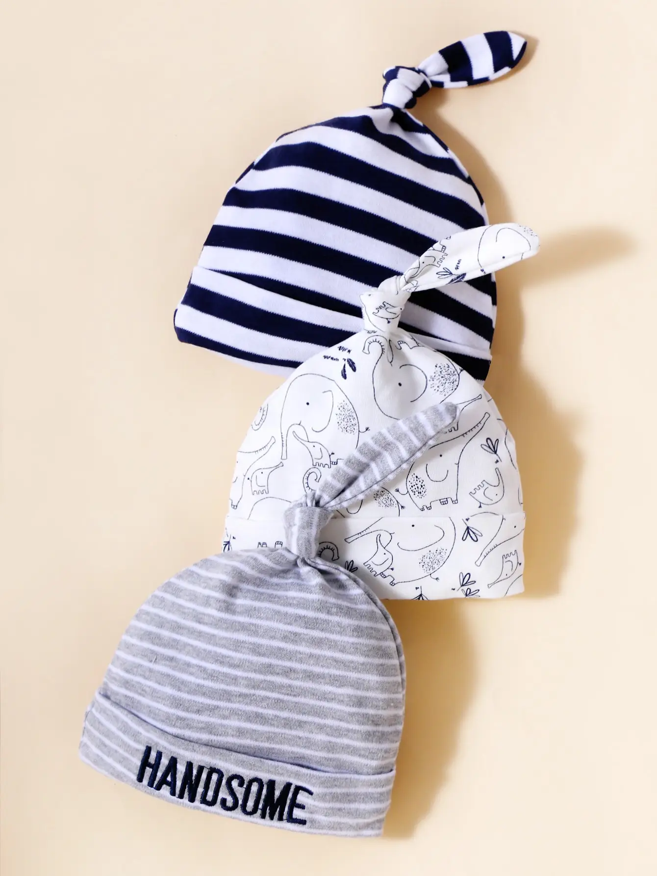 Baby Hat Kids Caps 3 PCS Random Spring and Autumn Baby Hat Printed Knitted Hat