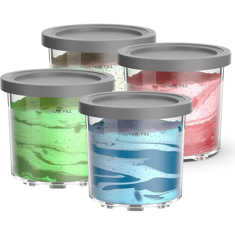 עבור סדרת נינג'ה NC299AMZ ו-Nc300s קופסאות קרמי 4 חבילות, 16 אונקיות צנצנות קרם גלידה