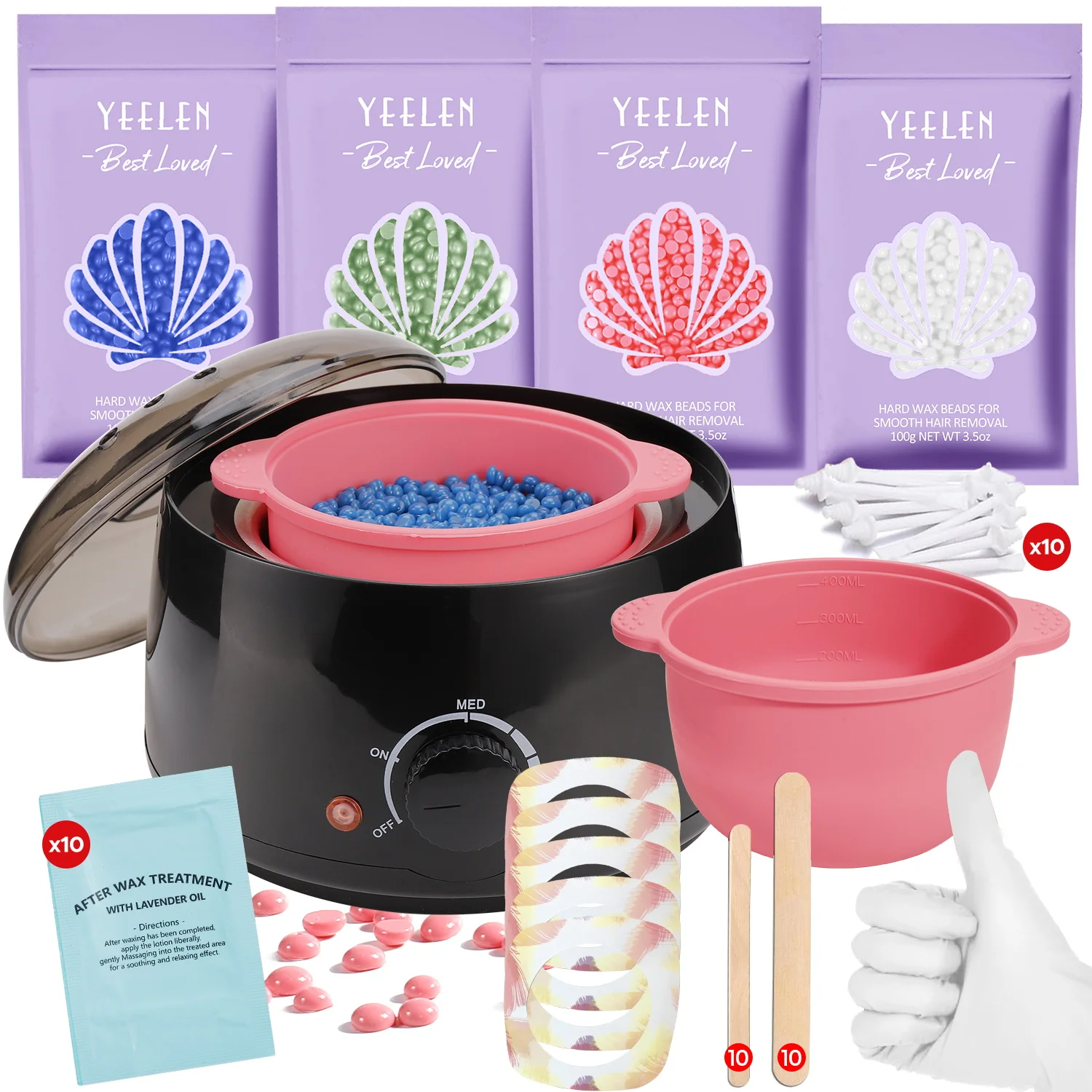Home Hair Removal Waxing Kit US Plug 4 Packs Hard Wax Beads Silicone Wax Pot for Full Body Face Legs Bikini Brazilian hair removal wax hair removal wax heater