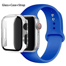 Silicone Watch Band with Case and Glass Screen Protector for 38mm series 321 (Royal blue)