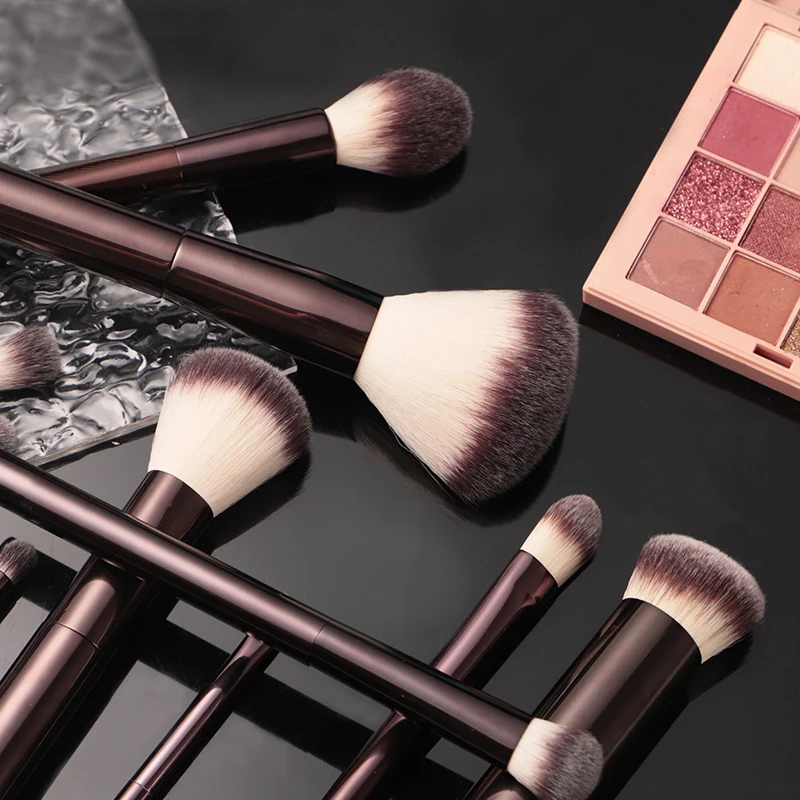 Il set e il kit di pennelli per trucco a clessidra include fondotinta in polvere correttore fard per labbra bronzer ombretto eyeliner pennello per evidenziare - immagine 2
