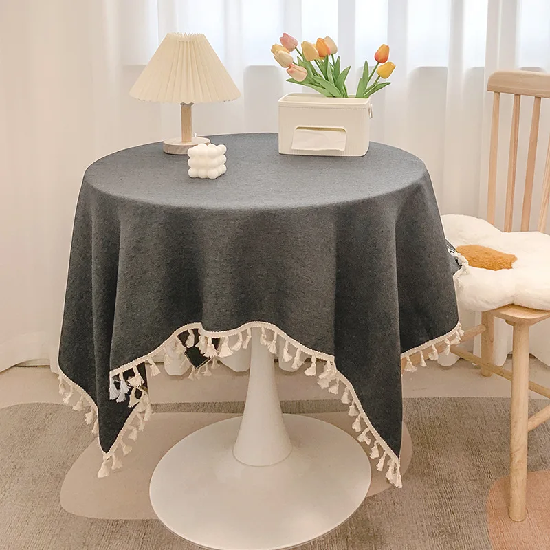 

Tassel cotton linen tablecloth Instagram style small and fresh desk decoration cloth atmosphere feeling tablecloth
