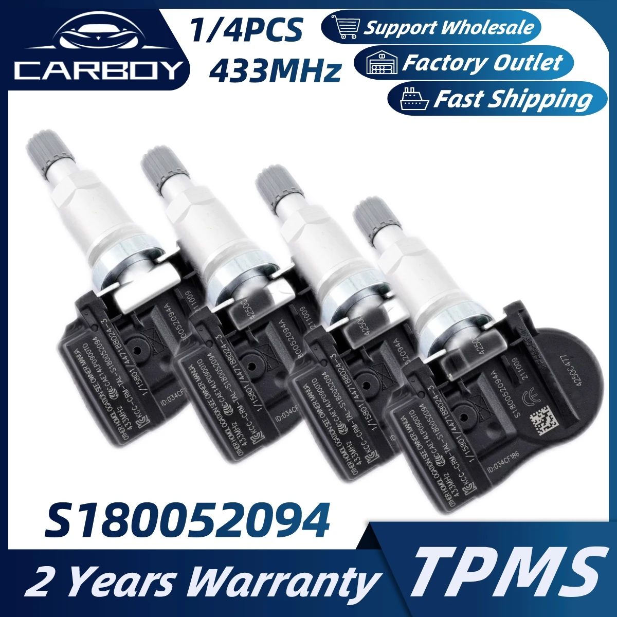 

S180052094 4250C477 TPMS Tire Pressure Control For Mitsubishi Spacestar Colt C-Suv B-Suv Fiat 500X Peugeot 4008 433MHz 1/4PCS