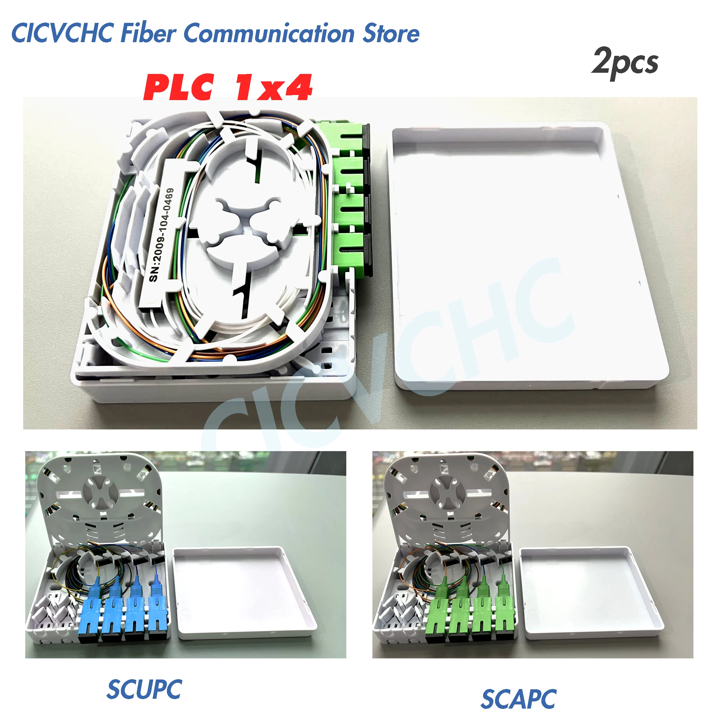 2pcs PLC Splitter 1xx4 with  Fiber Terminal Box/FTTH ODN 12 core integrative splice tray with sc adapter and sc pigtals sm ftth optical fibre cassette box for 19 cabinet elink 2pcs