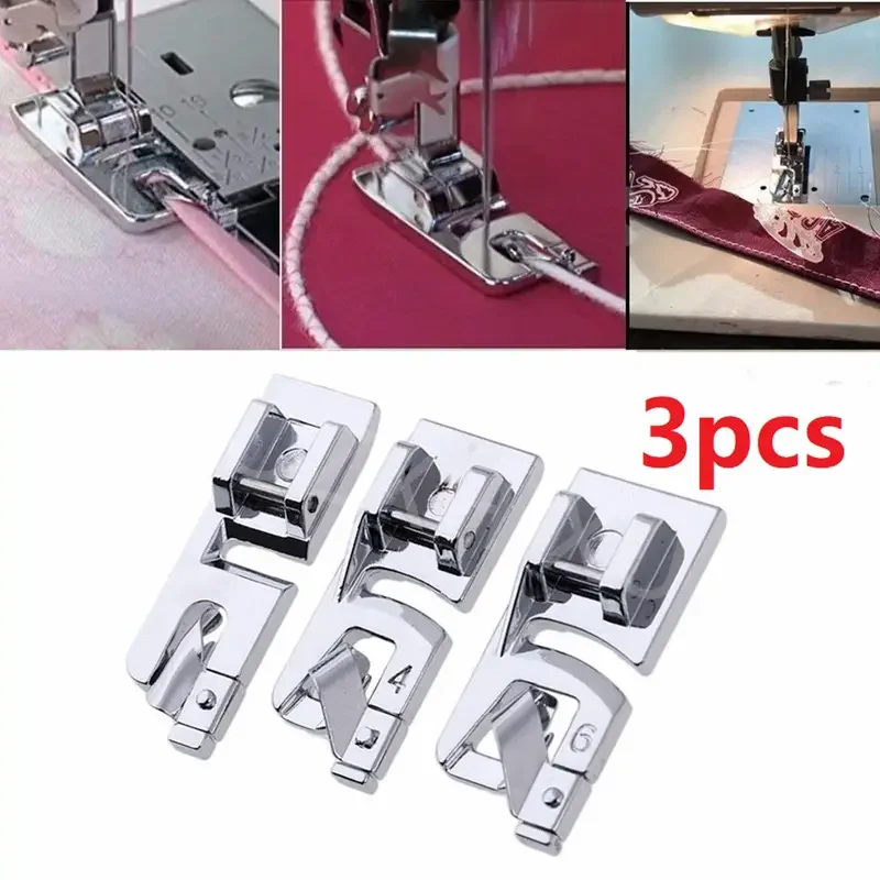 Narrow Rolled Hem Presser Foot Set - 3-Piece (3mm, 4mm, 6mm)