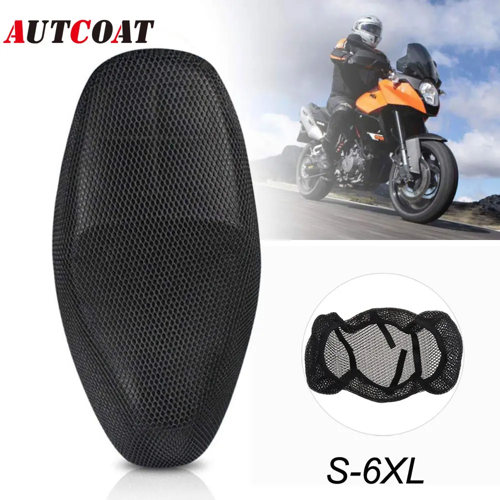 AUTCOAT 1Pcs Breathable 3D Mesh Motorcycle Moped Motorbike Scooter Seat Covers Cushion Anti-Slip Cover S-6XL