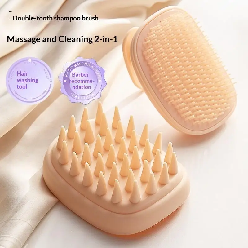Spazzola per Cuoio Capelluto in ABS con Setole Morbide Doppie, Massaggiatore per Pulizia Profonda del Cuoio Capelluto, Strumento per Cura Quotidiana e Lavaggio dei Capelli - immagine 3