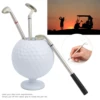 Mini Desktop Golf Ball Pen Holder with 3 Golf Cue Pens Plastic Golfer Souvenir Set Gift 1