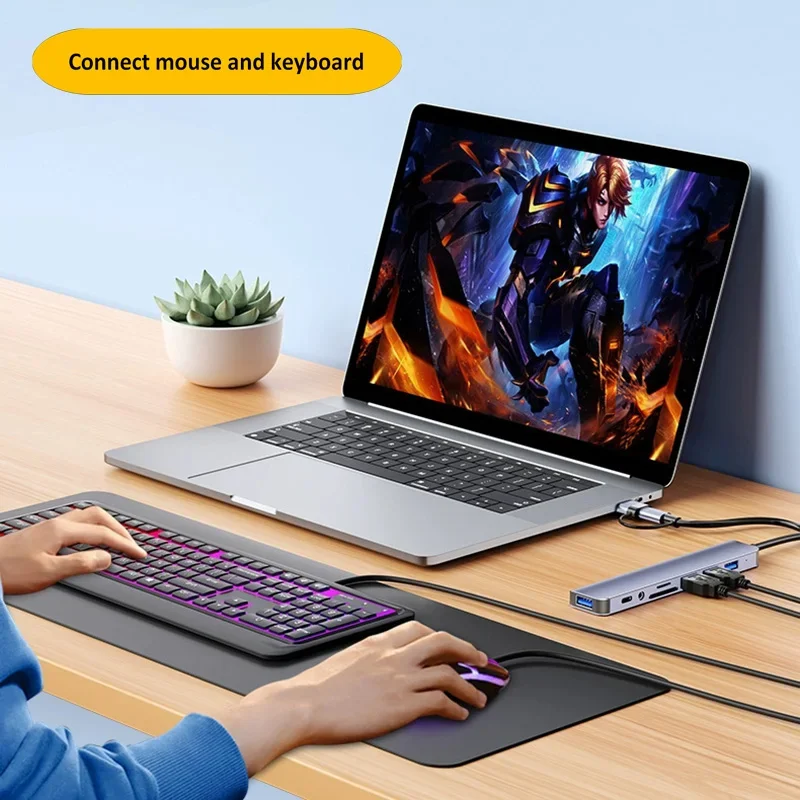 USB 8 in 1 HUB 3.0 USB C HUB Dock Station High Speed Transmission USB Splitter Type C To USB OTG Adapter Computer Accessories 4