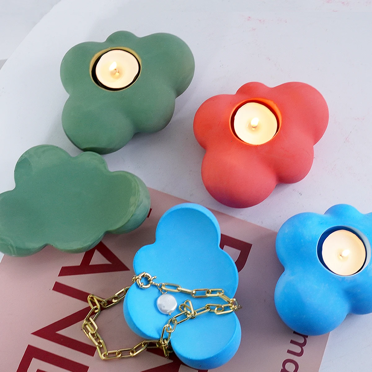 Description Picture 6 of item3D Cloud Candle Holder Silicone Mold DIY Gypsum Cement Candlestick Jewelry Storage Display Irregular Tray Mold Crafts Home Decor