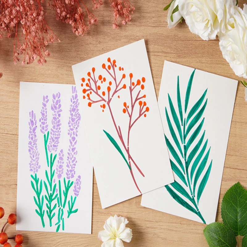 16개 DIY 꽃 그림 스텐실, 목재, 직물, 종이용 재사용 가능한 플라스틱 템플릿 - 스프레이 페인트 및 그래피티 공예 용품