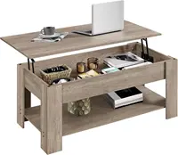 Lift Top Coffee Table with Hidden Compartment and Storage Shelf, Rising Tabletop Dining Table for Living Room Reception Room 2