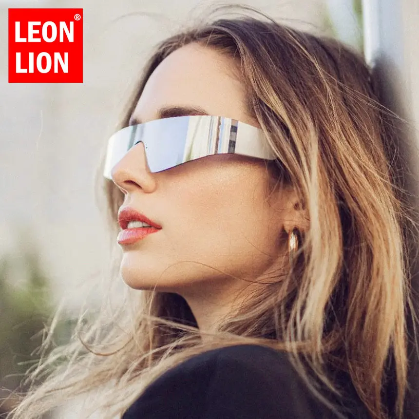 

LeonLion 2023 Rimless Sunglasses Women Siamese Punk Sports Sunglasses Men Color Fashion Glasses Gafas De Sol Vintage Para Mujer