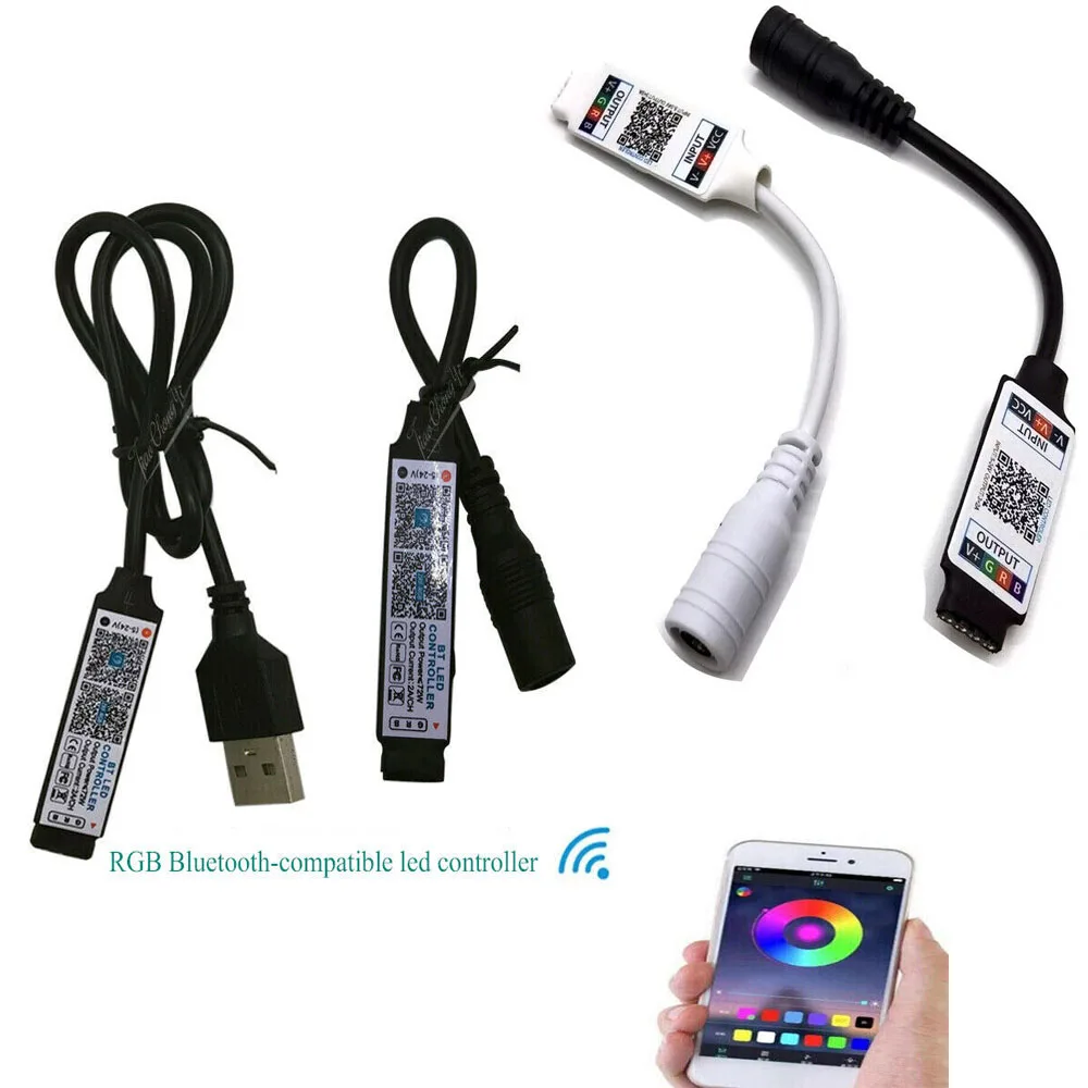 DC5-24V USB/DC Mini Bluetooth-compatible Smart Phone APP Controller Wireless Control For 5050 3528 RGB LED Strip Light rgb led controller led strip controller rgb controller wireless controller led controller