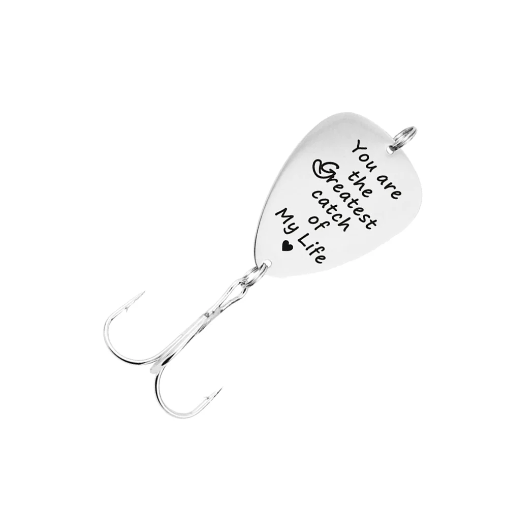 

Fishing Lure Keychain Key Ring with You Are My Greatest Catch of My Life Pattern for Couple Birthday Gifts