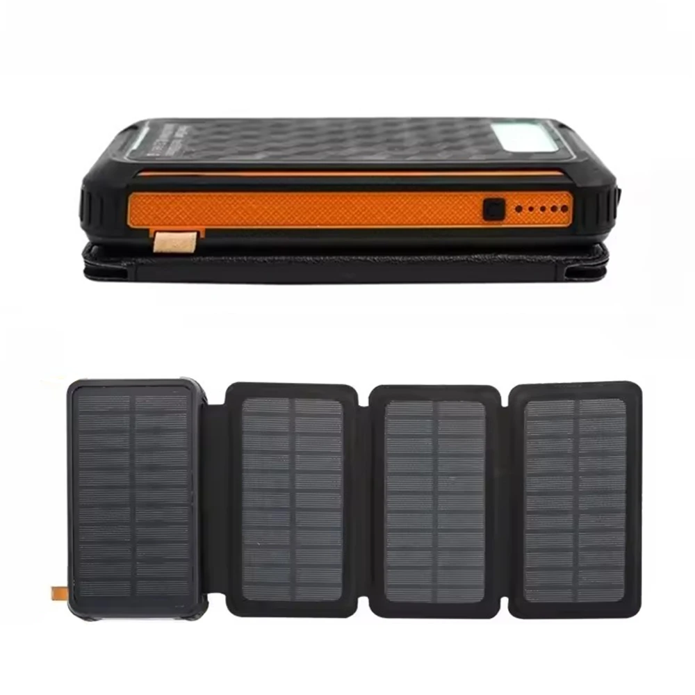 10000/20000mAh 태양광 보조베터리 접이식 태양광 패널 LED 라이트 손전등 휴대용 야외 캠핑 야외 여행용 태양광 발전기