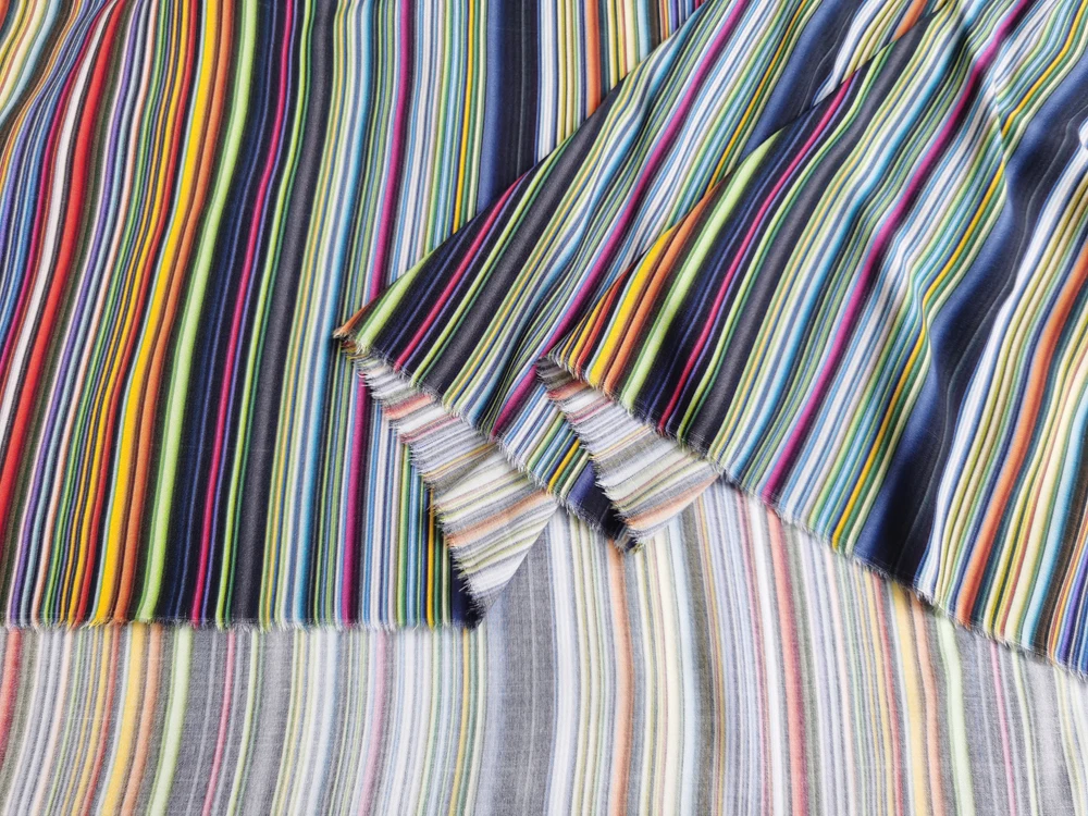 1 meter X 1.4 meter Colored Stripe Fabric Dress Shirt Pajamas Material Viscose Poplin 3