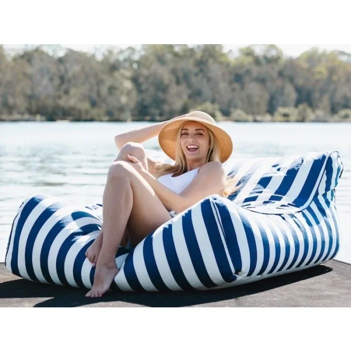 Outdoor Pool Float Beanbag Chairs Extra Large Stripes Lounge Seats Patio Lawn Beach Recline Sofa Chair