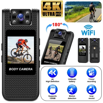 Videoregistratore digitale portatile mini fotocamera 4K con videocamera DV sportiva per visione notturna a infrarossi indossata da polizia WiFi