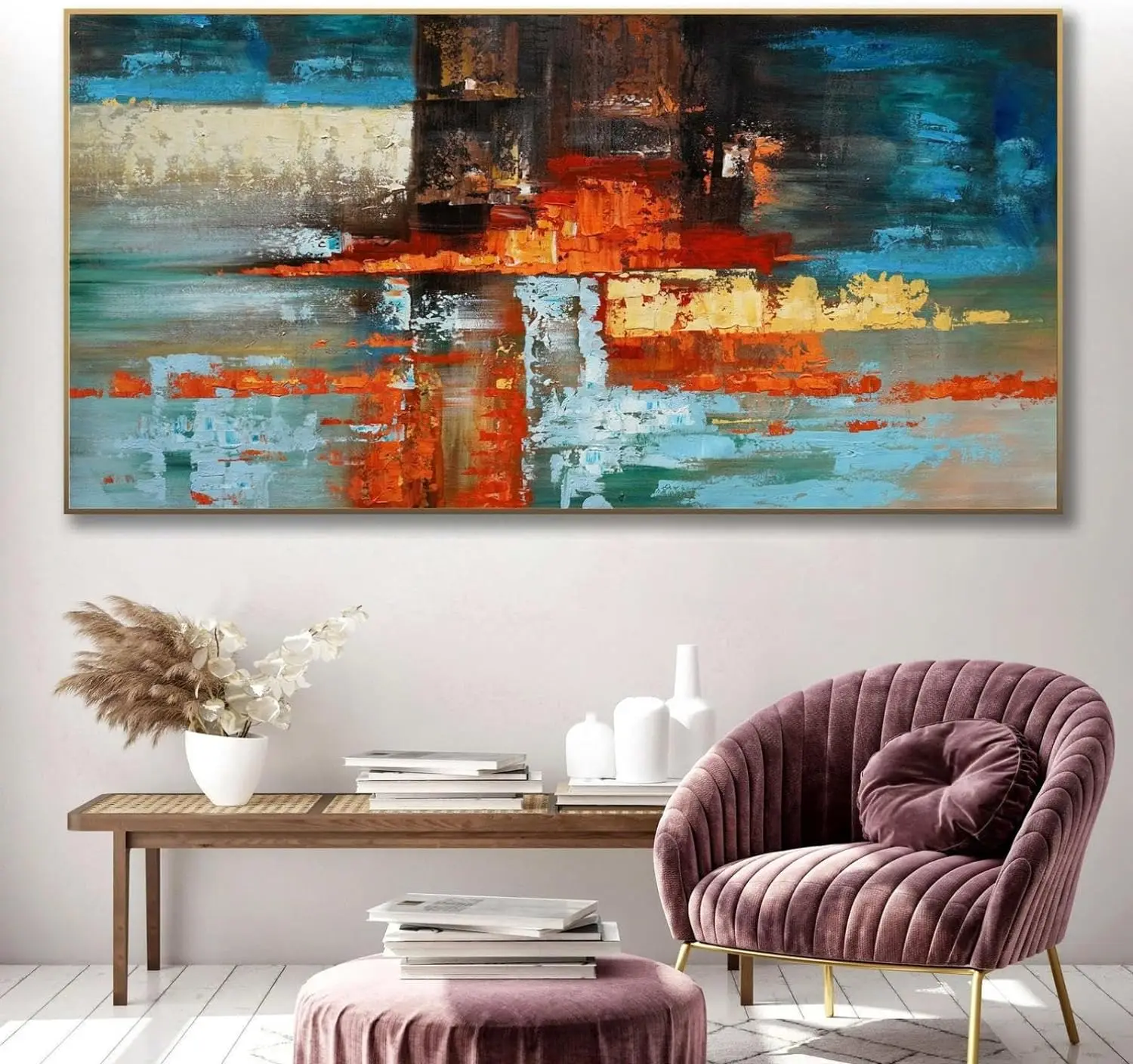 

Colorful Abstract Hand Painted Oil Paintings Modern Canvas Wall Art Large Painting Modern Gold Extra Large Wall Art Room Decor