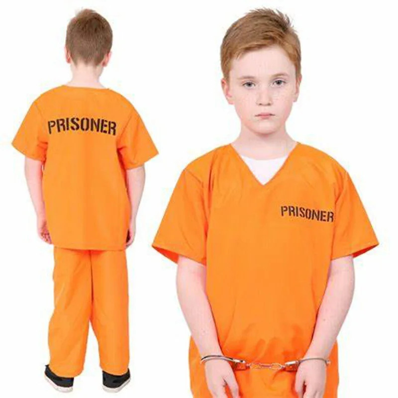 Cosplay Costume Adult Kid Prison Uniform Set For Halloween Masquerade Party