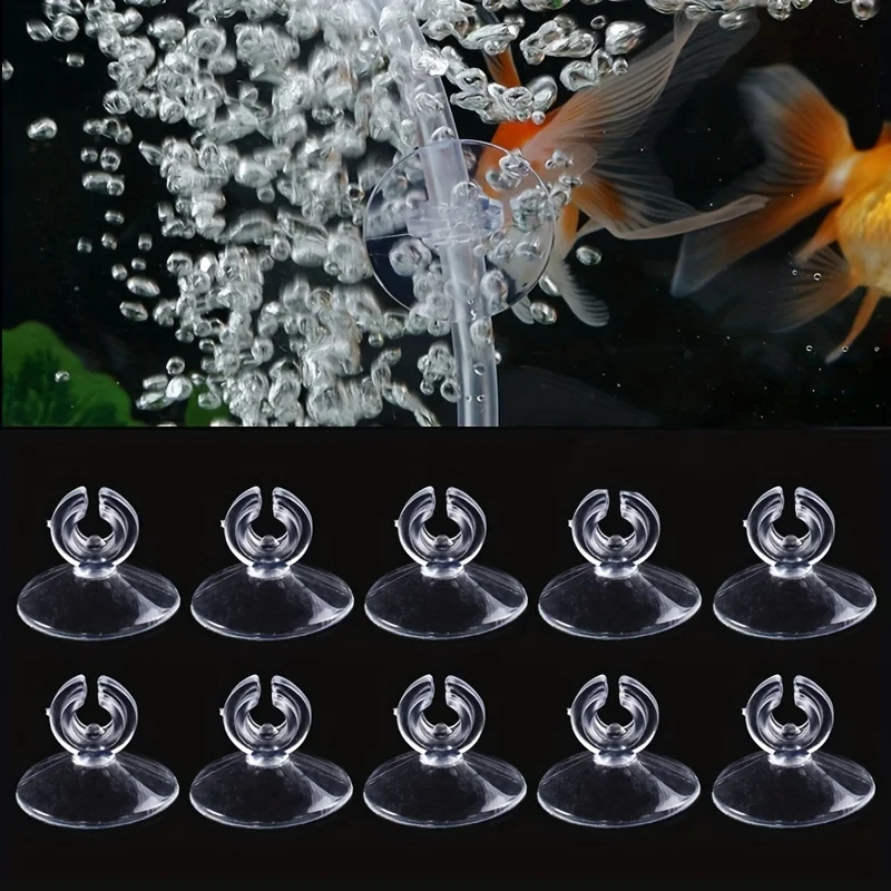 10Pcs/1Pack Transparent Aquarium Suction Cup with Clips Aquarium Clip Holder Aquarium Hose Holder for Tank Pipe Hose Tube Holder Fish Tank Aquarium Air Pump Accessorie