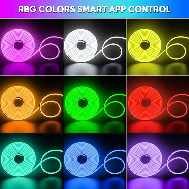Bande LED néon RGB 1/2/3/5M IP65 étanche bricolage bande néon USB Tuya App télécommande ruban Flexible pour l'éclairage de décoration intérieure 2