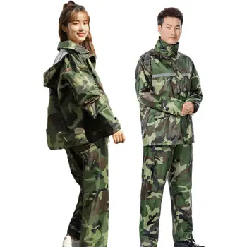 Camouflage Raincoat Rain Pants Suit Split Waterproof Men and Women Motorcycle Riding Raincoat