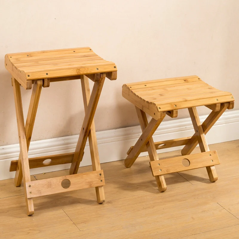 Folding Chair Collapsible Bamboo Stool Portable Fold Away Beach Chair Bamboo Stool Seat Shoe Changing Stool Home Furniture