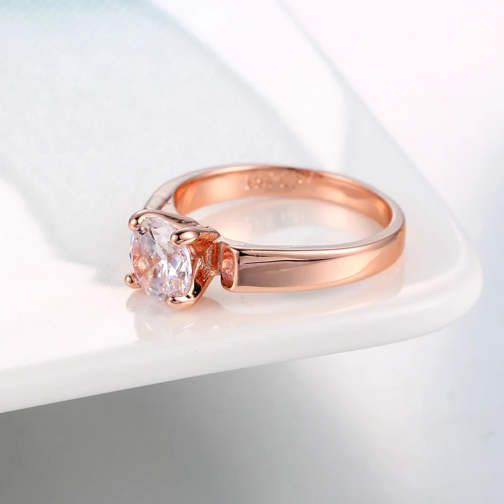 Wedding Rings For Women 4 Prongs 7mm Cubic Zirconia Rose Gold & Silver ZYR054 ZYR053
