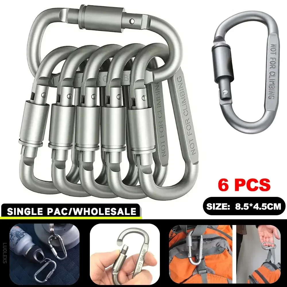 Carabiner Set For Key Camping Survival EDC Outdoor Keychain Clip Alloy Aluminum Tactical Caribiner Hook Karabiners 6pcs