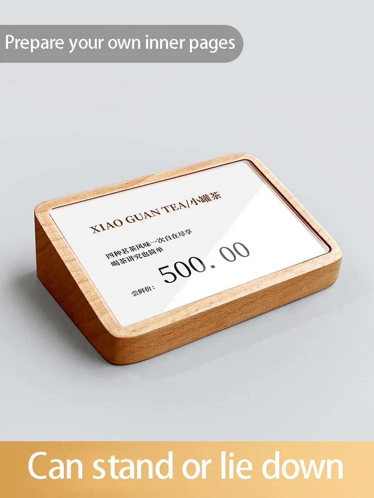 단단한 나무 테이블 카드 홀더 디스플레이 보드, 수직 가격 보드, 테이블 보드, 라벨, 수직 아크릴 가격표