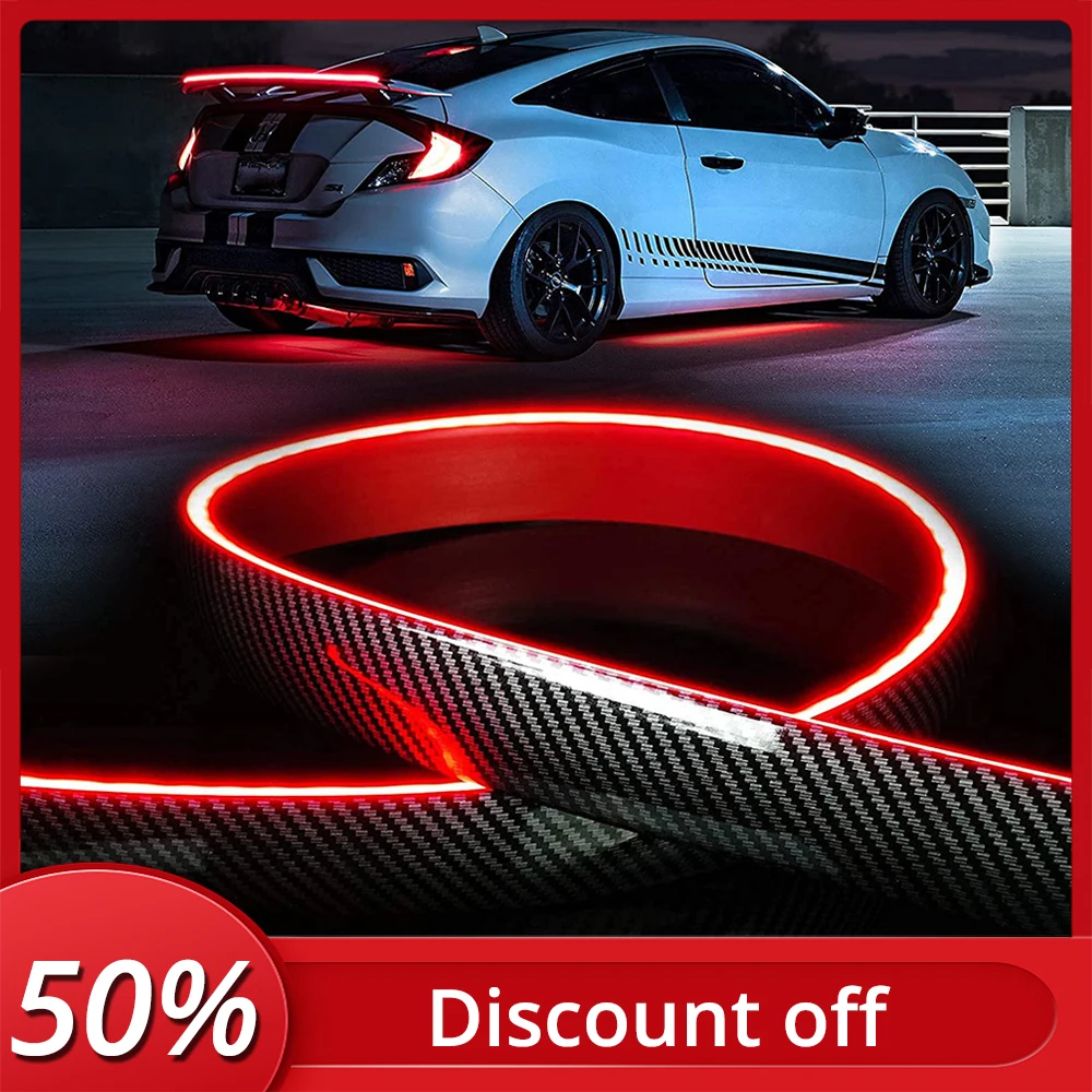 

1X Carbon Fiber Car Rear Wing Atmosphere Light High-brightness LED Streamer Steering BrakeModified Universal Tail 12V Three Mode
